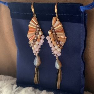 SHOWSTOPPING handbeaded dangle moonstone earrings